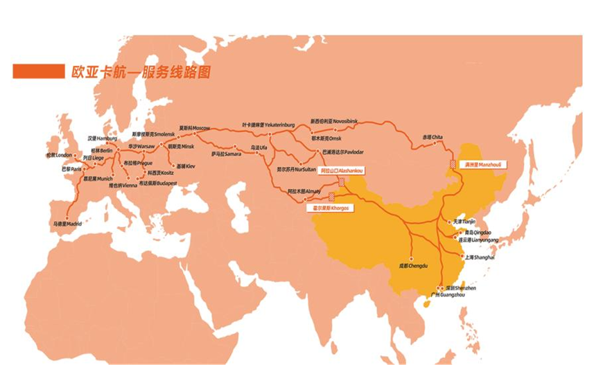 欧洲专线覆盖图